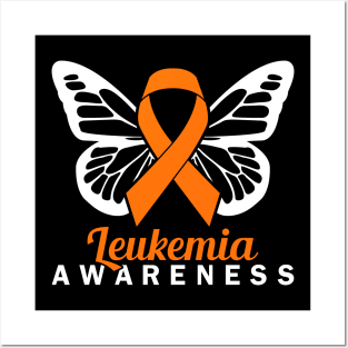 ORANGE RIBBON LEUKEMIA BUTTERFLY Posters and Art